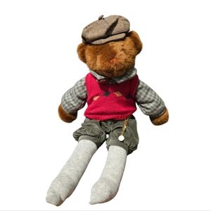 Gund Plaything Past Dressed  Brown Teddy Bear with Red Sweater
